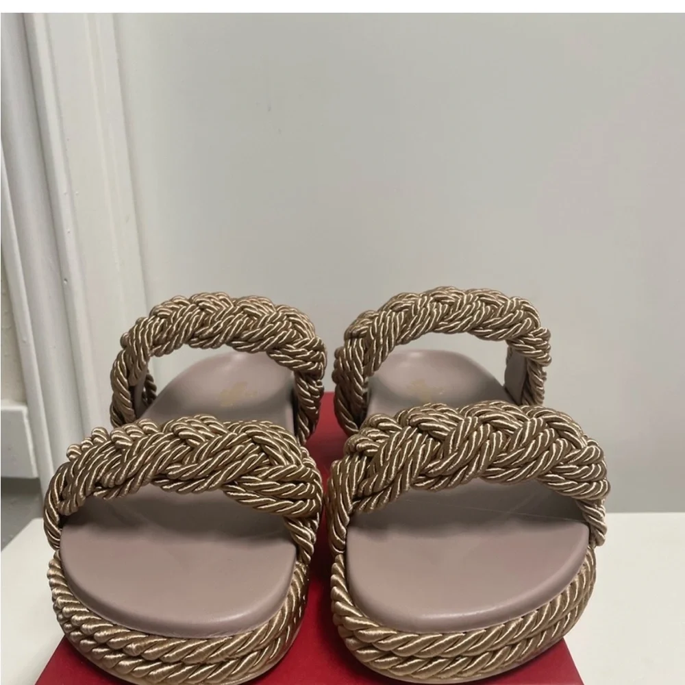 Valentino Rockstud Espadrille Braided Slides - Picture 4 of 8